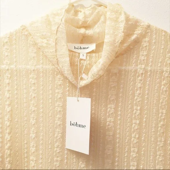 Bohme Ivory/Cream Lace Blouse w/Cowl Neck Sz Small - Picture 2 of 4
